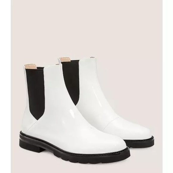Stuart Weitzman Shoes - Stuart Weitzman Dylan Chelsea Boot White Patent Leather Size 7 NWT